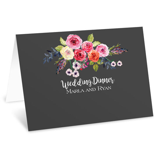 Charcoal Floral Folded Place Cards